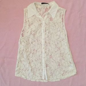 Lace button-down tank